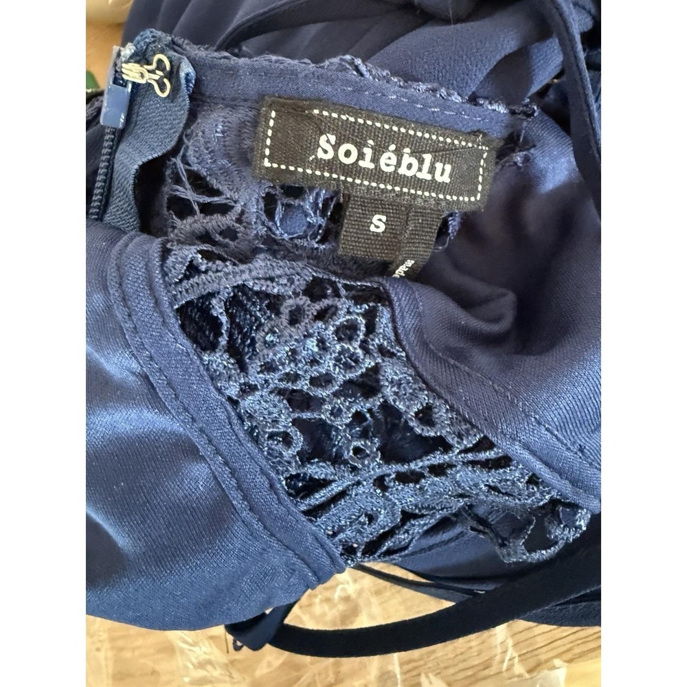 Soieblu Navy Blue Crochet Lace Maxi Dress Womens S Boho Formal Spaghetti Strap - Picture 8 of 9